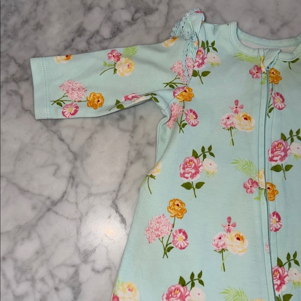 Little Me Floral Ruffle Footie 3M - Picture 2 of 7